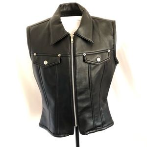 Faux Black Leather Vest